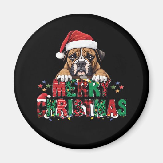 Boxer - Frohe Weihnachts-Hunde Oversifizierter T - Magnet (Vorne)