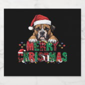Boxer - Frohe Weihnachts-Hunde Oversifizierter T - Schaumweinetikett (Einzelnes Label)