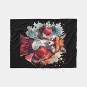Boxer Fuchs mit Boxhandschuhen Kickboxen Lustiger  Fleecedecke (Vorderseite (Horizontal))
