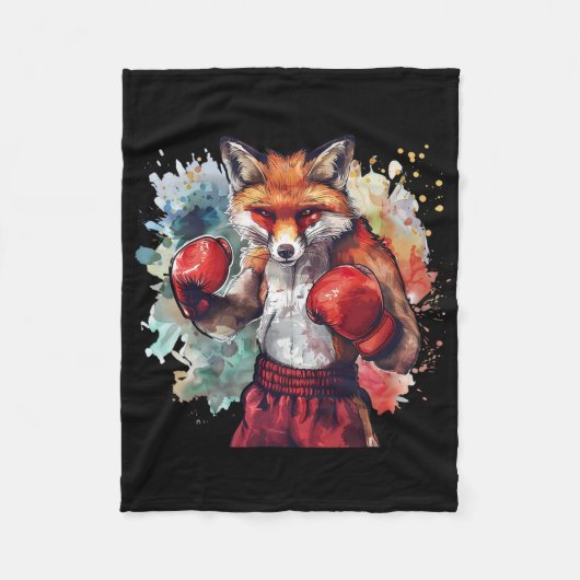 Boxer Fuchs mit Boxhandschuhen Kickboxen Lustiger  Fleecedecke (Vorderseite)