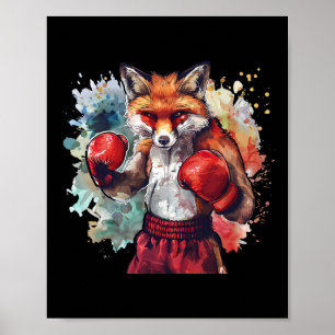 Boxer Fuchs mit Boxhandschuhen Kickboxen Lustiger Poster