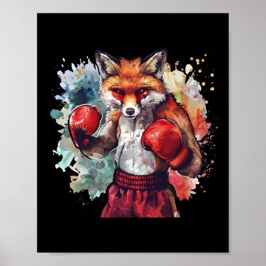 Boxer Fuchs mit Boxhandschuhen Kickboxen Lustiger Poster (Vorne)