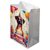 Boxer-Geburtstagsfeier Mittlere Geschenktüte (Rückseite Schrägansicht)
