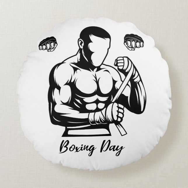 BOXER GESCHENK FÜR MÄNNER RUNDES KISSEN (Vorderseite)