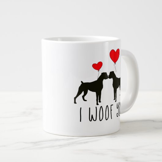 Boxer-Geschenke für Frauen und Männer- I Woof You Jumbo-Tasse (Vorderseite Rechts)
