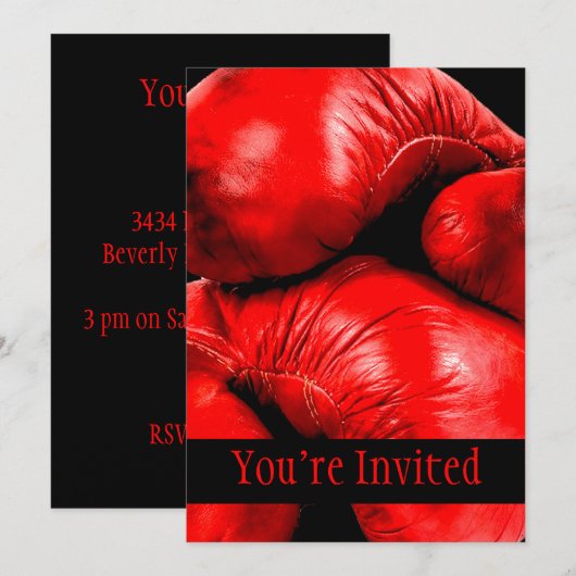 Boxer Grunge Stil Einladung (Vorne/Hinten)