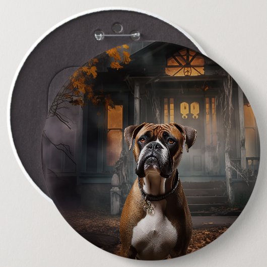 Boxer Halloween Beängstigend Button (Vorne & Hinten)