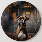 Boxer Halloween Beängstigend Button (Vorderseite)