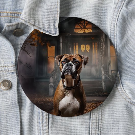 Boxer Halloween Beängstigend Button (Beispiel)