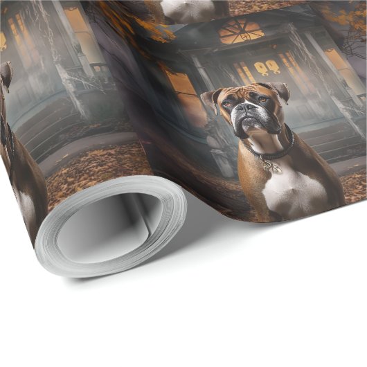 Boxer Halloween Beängstigend Geschenkpapier (Rolleneckpunkt)