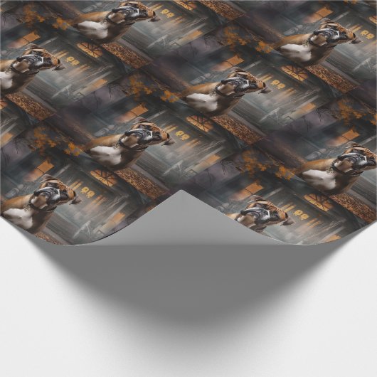 Boxer Halloween Beängstigend Geschenkpapier (Ecke)