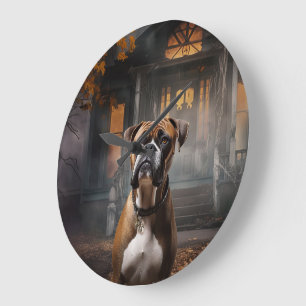 Boxer Halloween Beängstigend Große Wanduhr