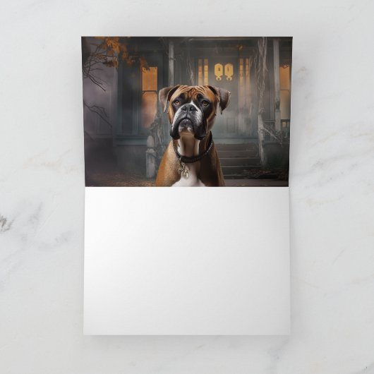 Boxer Halloween Beängstigend Karte (Innenseite)