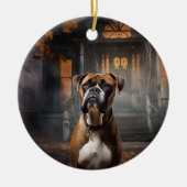 Boxer Halloween Beängstigend Keramik Ornament (Vorne)