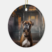 Boxer Halloween Beängstigend Keramik Ornament (Links)