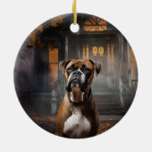 Boxer Halloween Beängstigend Keramik Ornament (Hinten)