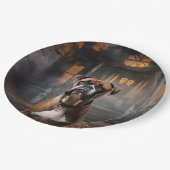 Boxer Halloween Beängstigend Pappteller (Schrägansicht)