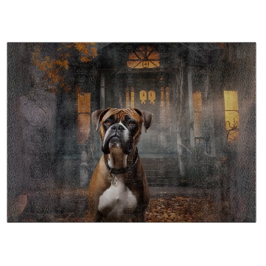 Boxer Halloween Beängstigend Schneidebrett (Vorderseite)