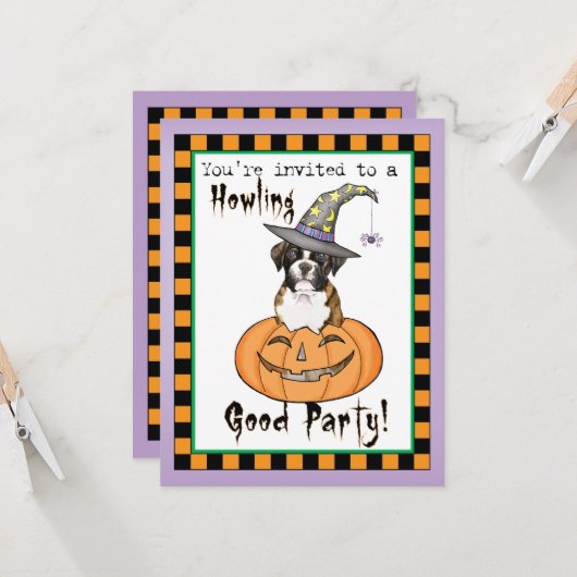 Boxer Halloween Einladung (Vorderseite/Rückseite Beispiel)