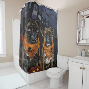 Boxer Halloween Gruselig Duschvorhang