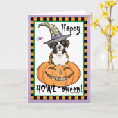 Boxer Halloween Karte (Gelbe Blume)