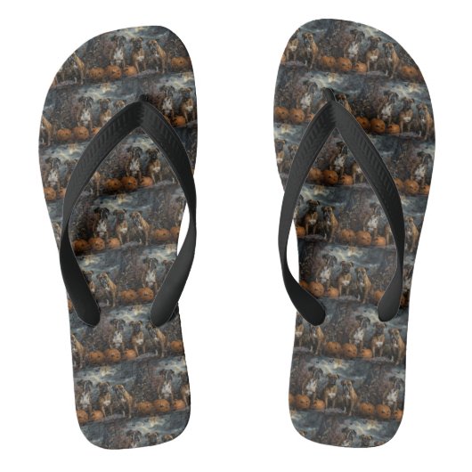 Boxer Halloween Night Doggy Delight Badesandalen (Fußbett)