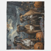 Boxer Halloween Night Doggy Delight Fleecedecke (Vorderseite)