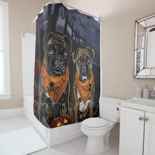 Boxer Halloween Spooky Duschvorhang (Beispiel)