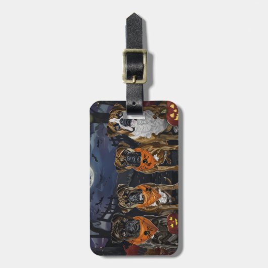 Boxer Halloween Spooky Gepäckanhänger (Vorderseite vertikal)