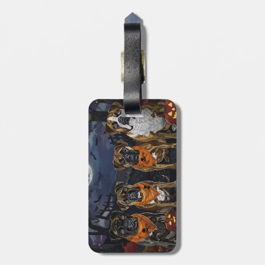 Boxer Halloween Spooky Gepäckanhänger (Rückseite vertikal)