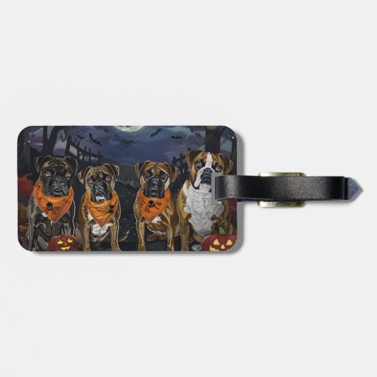 Boxer Halloween Spooky Gepäckanhänger (Rückseite horizontal)