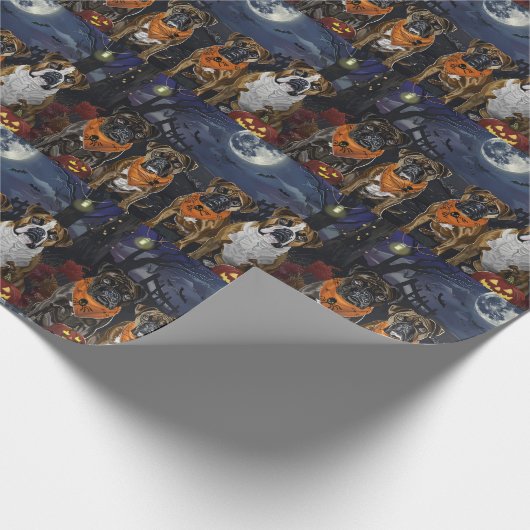 Boxer Halloween Spooky Geschenkpapier (Ecke)