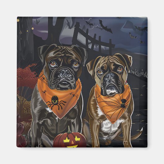 Boxer Halloween Spooky Magnet (Vorne)