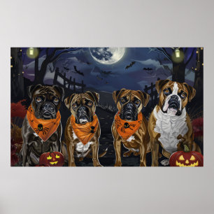 Boxer Halloween Spooky Poster
