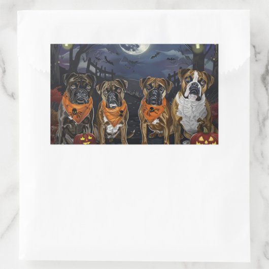 Boxer Halloween Spooky Rechteckiger Aufkleber (Tasche)