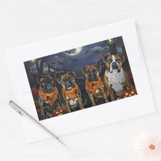 Boxer Halloween Spooky Rechteckiger Aufkleber (Umschlag)