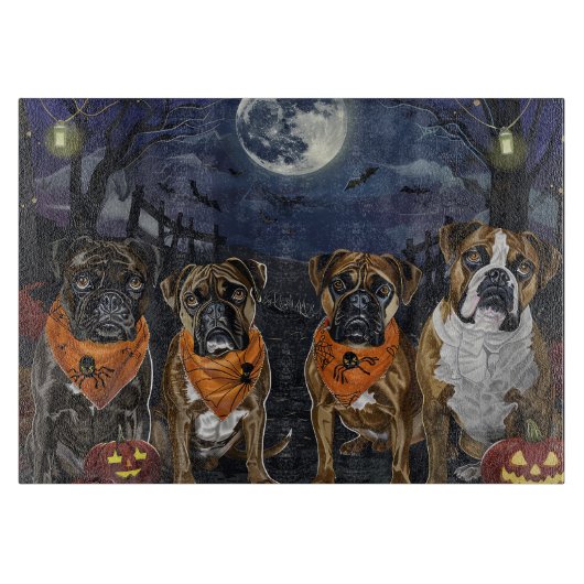 Boxer Halloween Spooky Schneidebrett (Vorderseite)