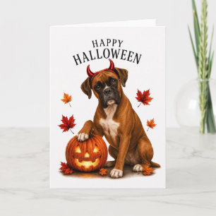 Boxer Halloween Teufelshund Karte