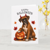 Boxer Halloween Teufelshund Karte (Gelbe Blume)