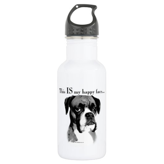 Boxer Happy Face Edelstahlflasche (Vorderseite)
