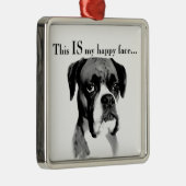 Boxer Happy Face Silbernes Ornament (Rechts)