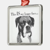 Boxer Happy Face Silbernes Ornament (Links)