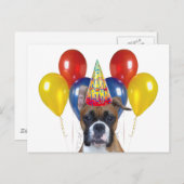 Boxer Happy Geburtstag Postkarte (Vorne/Hinten)