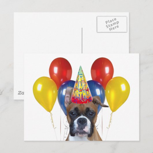 Boxer Happy Geburtstag Postkarte (Vorne/Hinten)