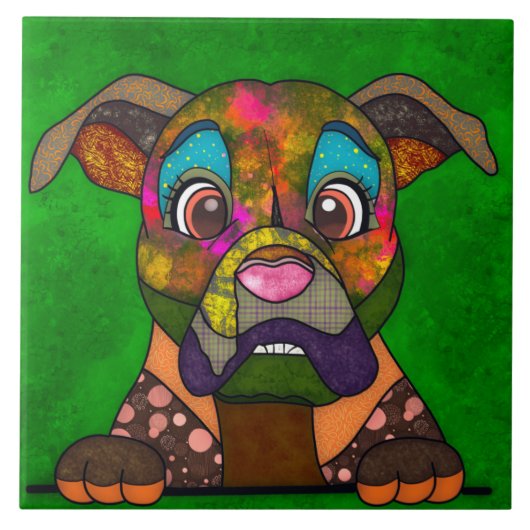 Boxer hässlicher Hund Gesicht Keramik Fliesen (Vorderseite)