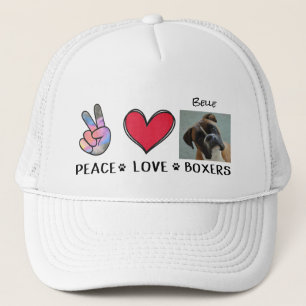 Boxer Hat Peace Liebe Dog Lovers Truckerkappe