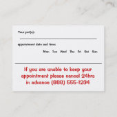 Boxer-Haustier-Pflegengeschäfts-und Terminkarte (Rückseite)