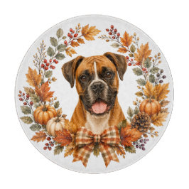 Boxer Herbstkranz Schneidebrett