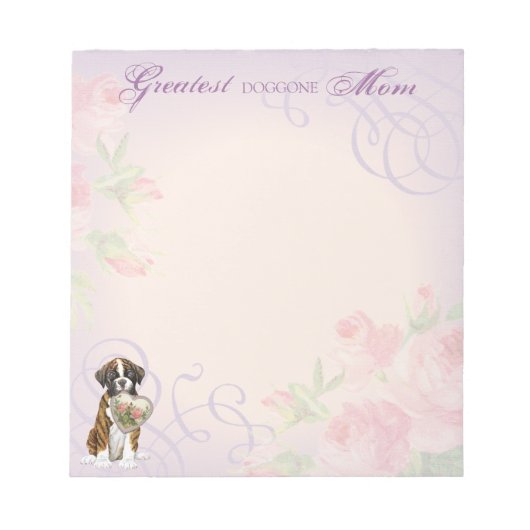 Boxer Herz Mama Notizblock (Vorderseite)