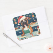 Boxer Holiday Baking: Festliche Weihnachten Quadratischer Aufkleber (Umschlag)